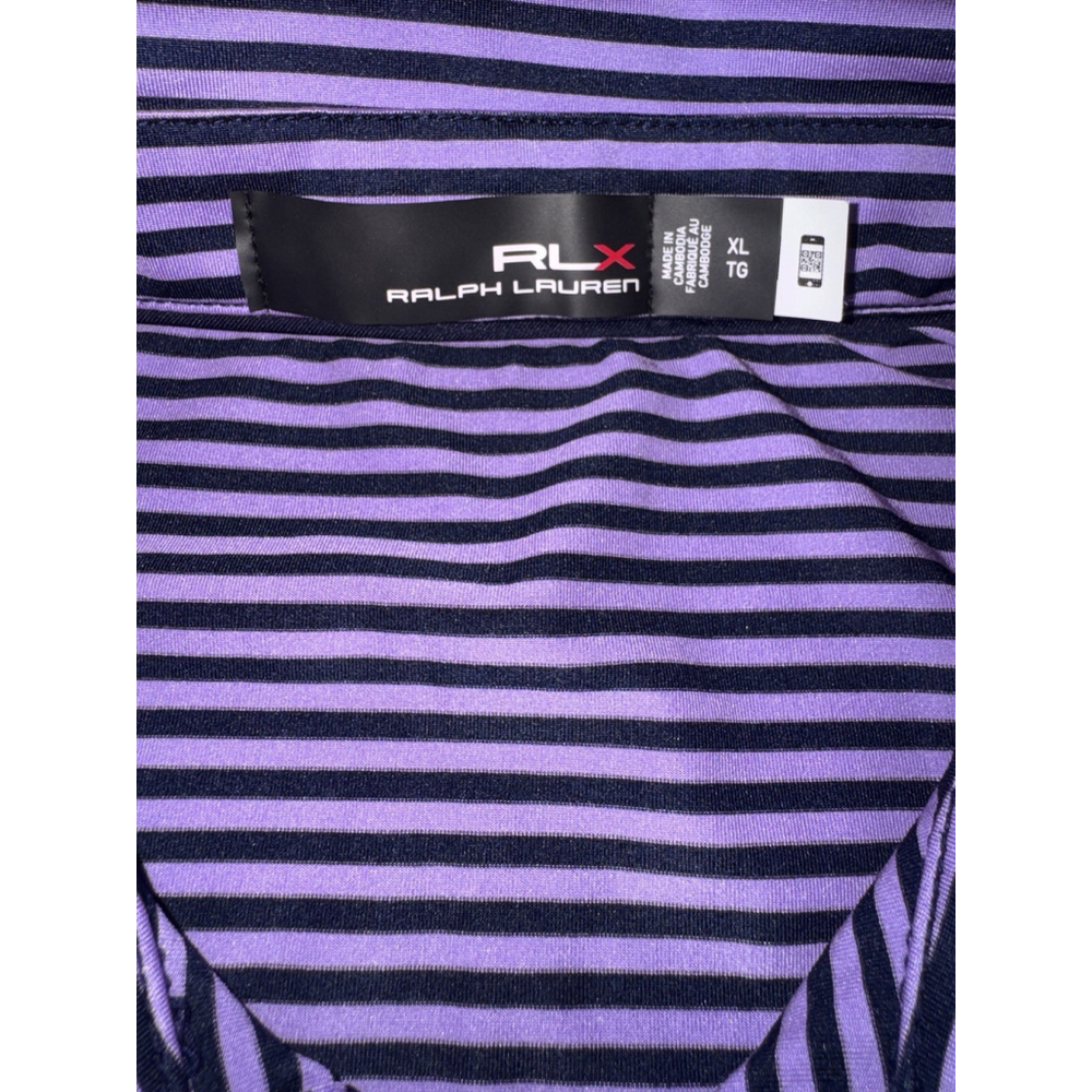 RLX Ralph Lauren Golf Polo Men's XL Purple Stripe Performance Preppy Athletic - Picture 3 of 7